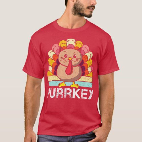 Funny Purrkey Thanksgiving Turkey Cat Pun T_Shirt