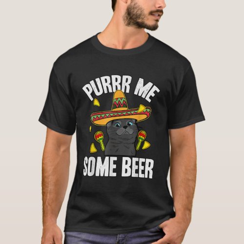 Funny Purrr Me some Beer Cinco de Mayo Cat and Bee T_Shirt