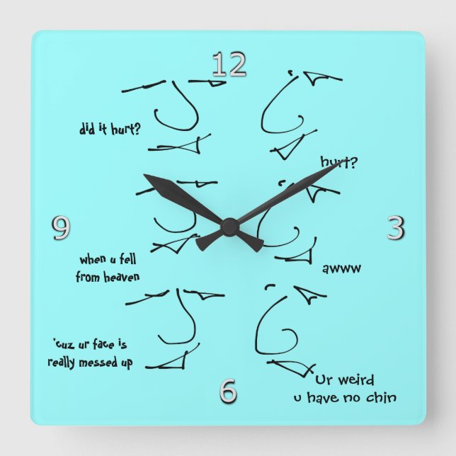 Funny put-down flirting -  talking heads square wall clock (Front)