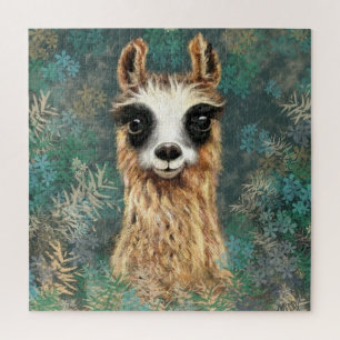 Funny Puzzle with Curious Baby Llama - Smile