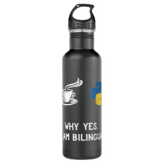 Funny Python Java Programmer Shirt Bilingual Coder Stainless Steel Water Bottle