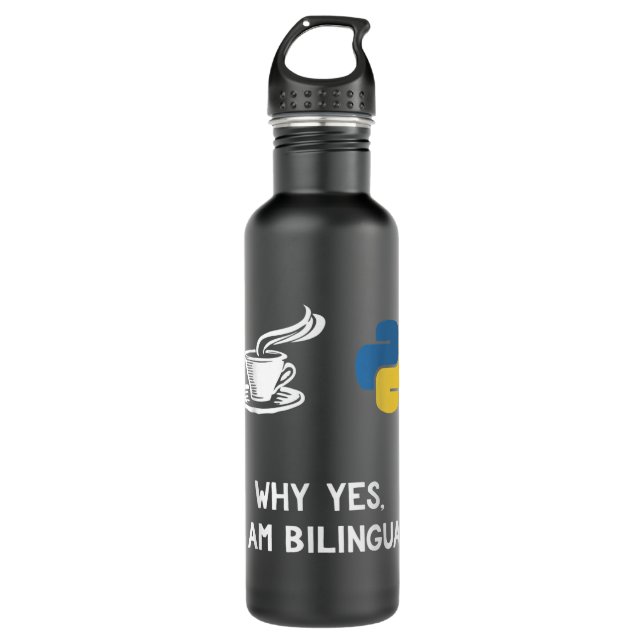 Funny Python Java Programmer Shirt Bilingual Coder Stainless Steel Water Bottle (Front)