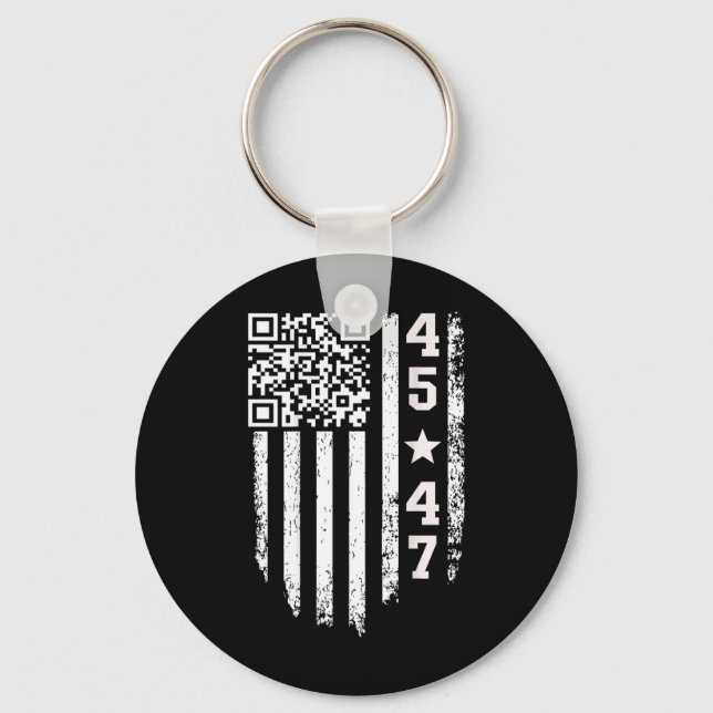 Funny Qr President Trump 4547 Trump Dancing Code  Keychain (Front)