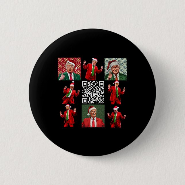 Funny Qr President Trump Christmas Dancing Dance M Button (Front)