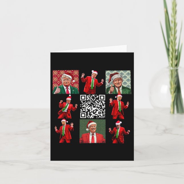 Funny Qr President Trump Christmas Dancing Dance M Card (Front)