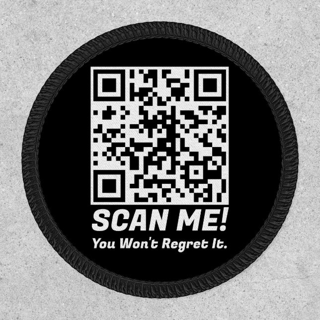 Funny QR Scan Me! Funny Regret Joke  Patch (Front)