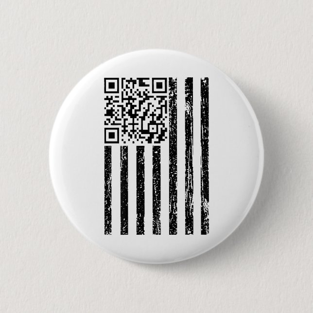 Funny Qr Scan Me President Dancing Code Usa Flag _ Button (Front)