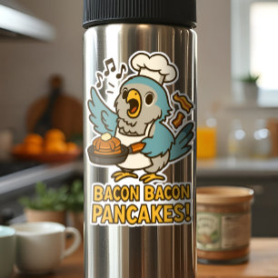 Funny Quaker Parrot Chef Singing Bacon Pancakes Sticker