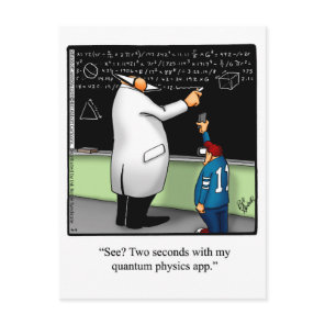 Funny "Quantum Physics App" Postcard