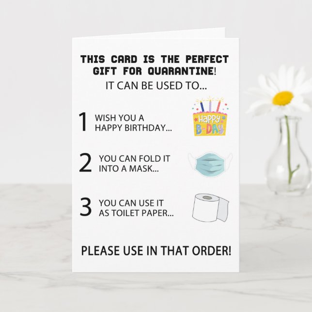 Funny Quarantine Birthday Card (Small Plant)