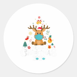 Funny Quarantine Christmas 2020 Tree De Classic Round Sticker