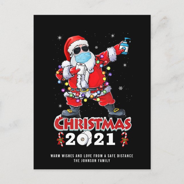 Funny Quarantine Merry Christmas Greeting Holiday Postcard (Front)