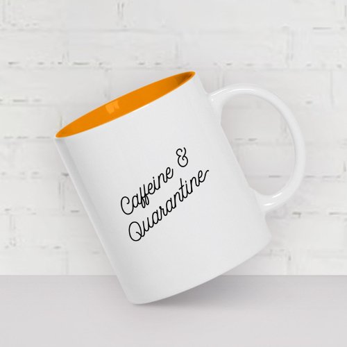 Funny Quarantine ModernTypography Trendy Two_Tone Coffee Mug