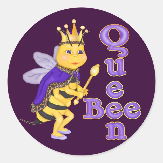 Funny Queen Bee Classic Round Sticker (Front)
