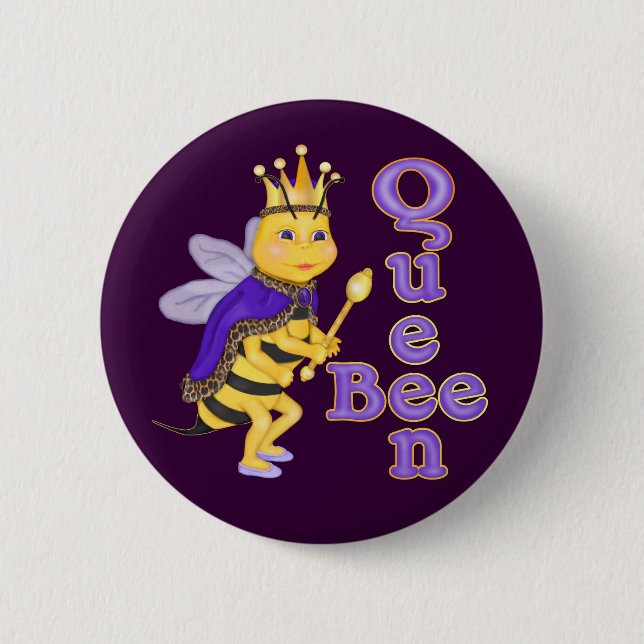 Funny Queen Bee Pinback Button (Front)