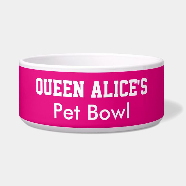 Funny Queen Dog Pink Pet Bowl PERSONALIZE NAME (Front)