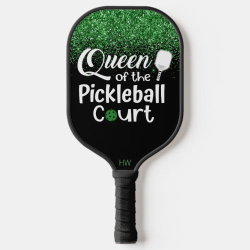 Funny Queen Green Glitter Pickleball Paddle