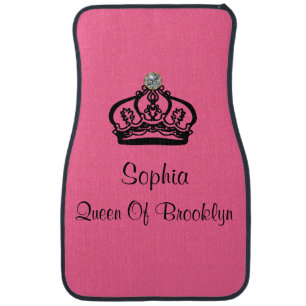 Funny Queen Monogram Car Mats Set