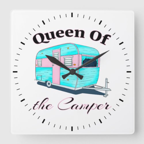 Funny Queen Of The Camper RV Square Wall Clock