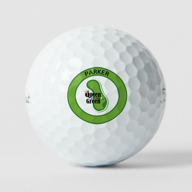 Funny Queen of the Green Monogrammed Golf Balls (Front)