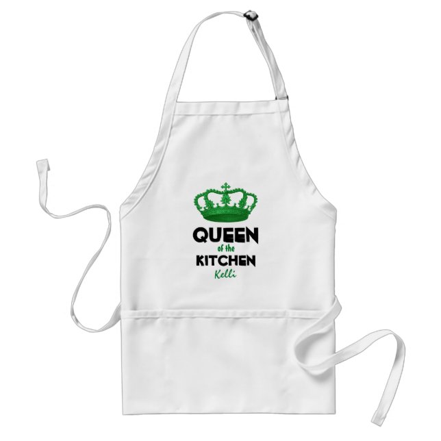 Funny Queen of the Kitchen Crown Custom Name 4D Adult Apron (Front)