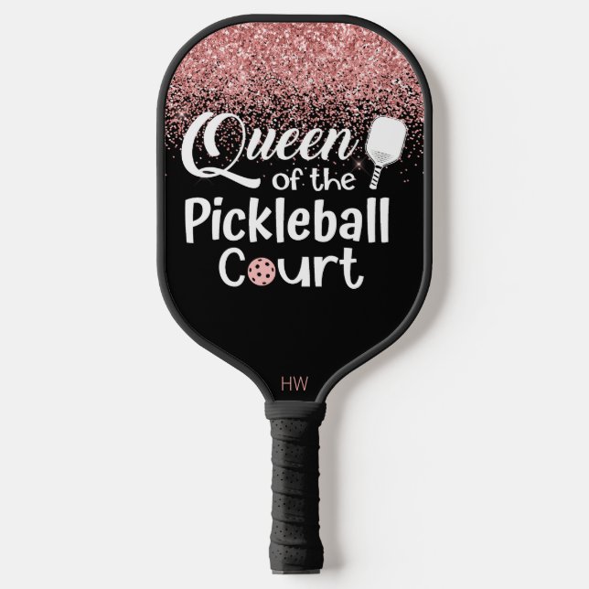 Funny Queen Pink Glitter Pickleball Paddle (Front)