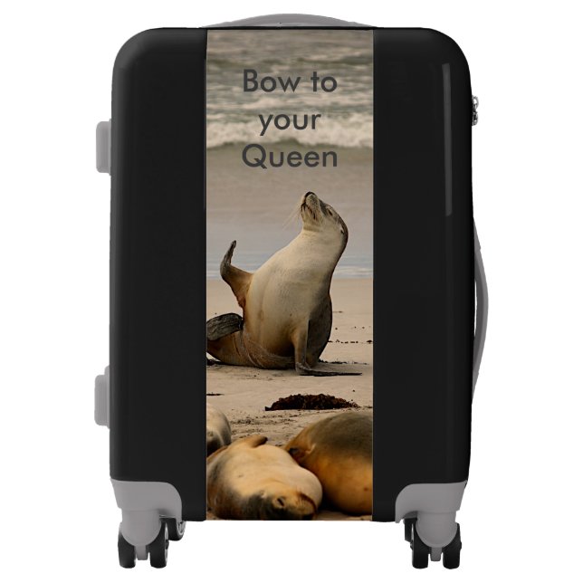 Funny Queen Seal Photo Slogan Luggage (Front)