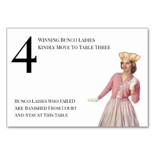 Funny Queen Table Four Bunco Table Number