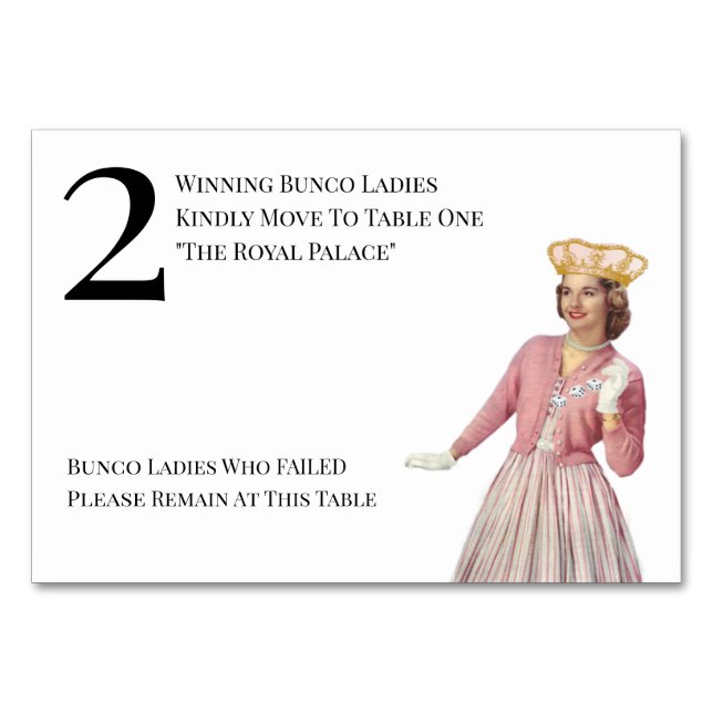 Funny Queen Table Two Bunco Number (Front)
