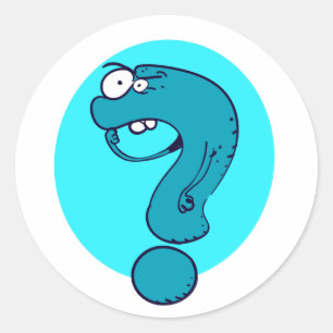 funny question mark thinking cartoon classic round sticker