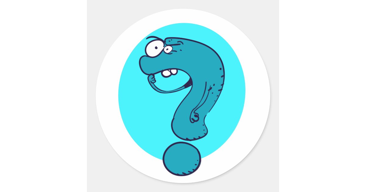 Question Sticker Think funny question mark thinking cartoon classic round sticker | Zazzle
