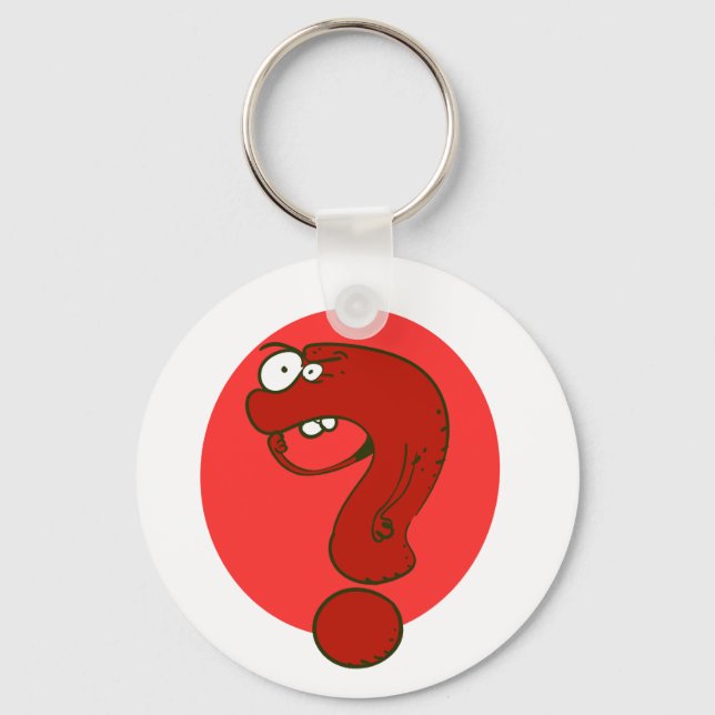 funny question mark thinking cartoon keychain (Front)