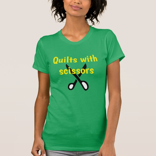 Funny Quilter's Tee, Pretty Green & Yellow T-Shirt (Front)