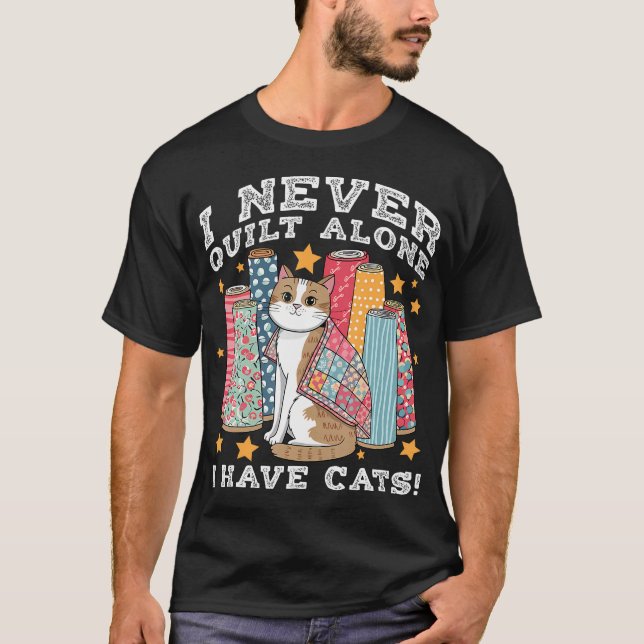Funny Quilting Art For Women Cat Lover Quilt Sewin T-Shirt (Front)