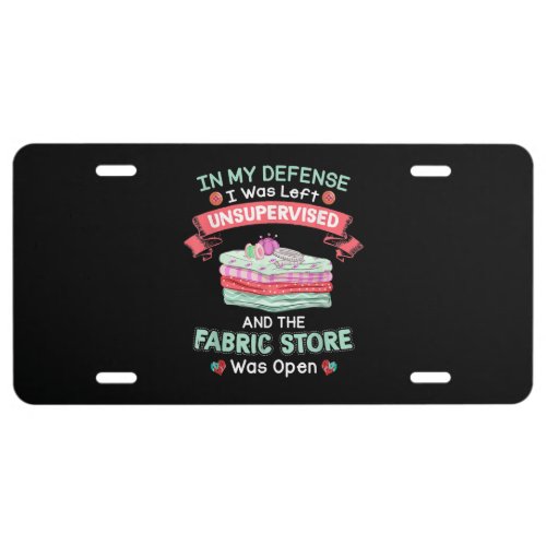 Funny Quilting Fabric Quilters License Plate