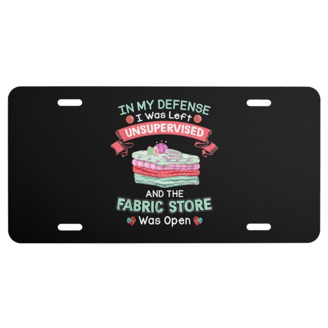 Funny Quilting Fabric Quilters License Plate (Front)