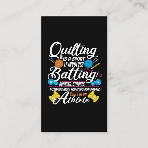 Funny Quilting Sewing Gift Quilter and Sewer Yarn Business Card