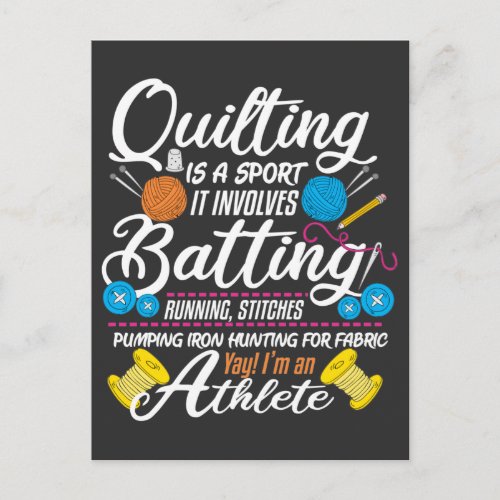 Funny Quilting Sewing Gift Quilter and Sewer Yarn Postcard