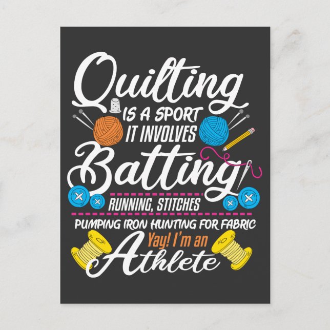Funny Quilting Sewing Gift Quilter and Sewer Yarn Postcard (Front)