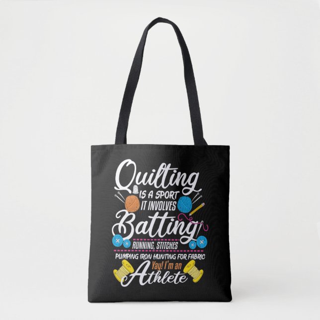 Funny Quilting Sewing Gift Quilter and Sewer Yarn Tote Bag (Front)