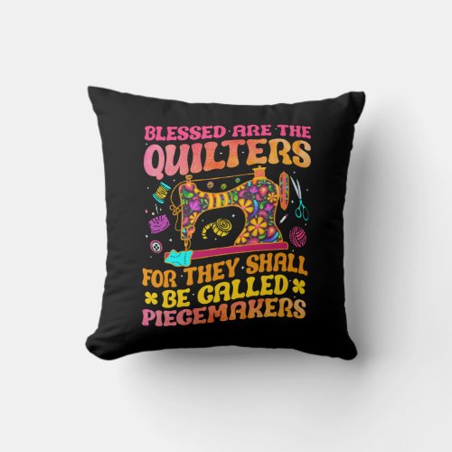 Funny Quilting Sewing Quilt gifts Quilter groovy  Throw Pillow