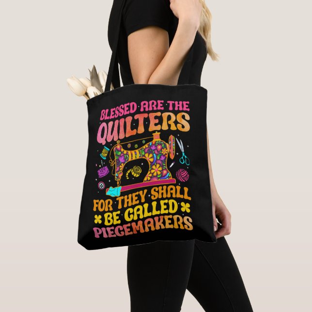 Funny Quilting Sewing Quilt gifts Quilter groovy  Tote Bag (Close Up)