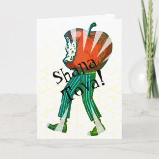 Funny Quirky Apple Head Rosh Hashanah Fun Greeting Card