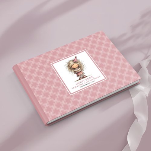 Funny quirky dusty pink birthday party guest book