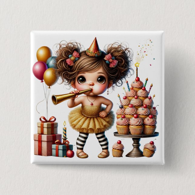 Funny Quirky Gnome Birthday Button (Front)