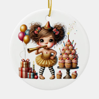 Funny Quirky Gnome Birthday Ceramic Ornament