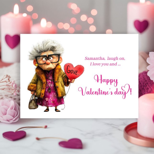 Funny Quirky Grumpy Old Lady Valentine Card (Funny Quirky Grumpy Old Lady Valentine Card)
