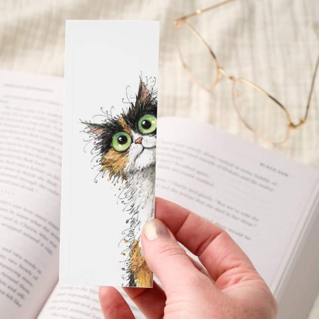 Funny Quirky Peeking Cat Bookmarks (Hand)