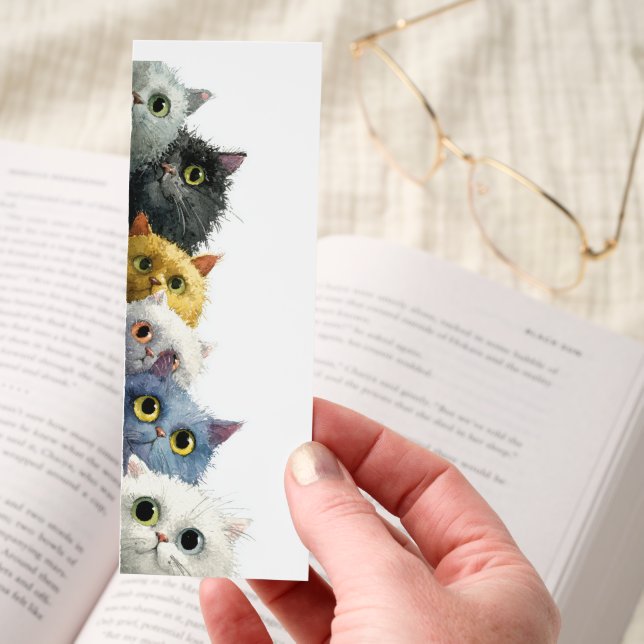 Funny Quirky Peeking Cat Bookmarks (Hand)