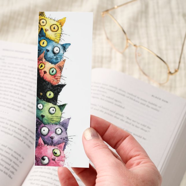 Funny Quirky Peeking Cat Bookmarks (Hand)